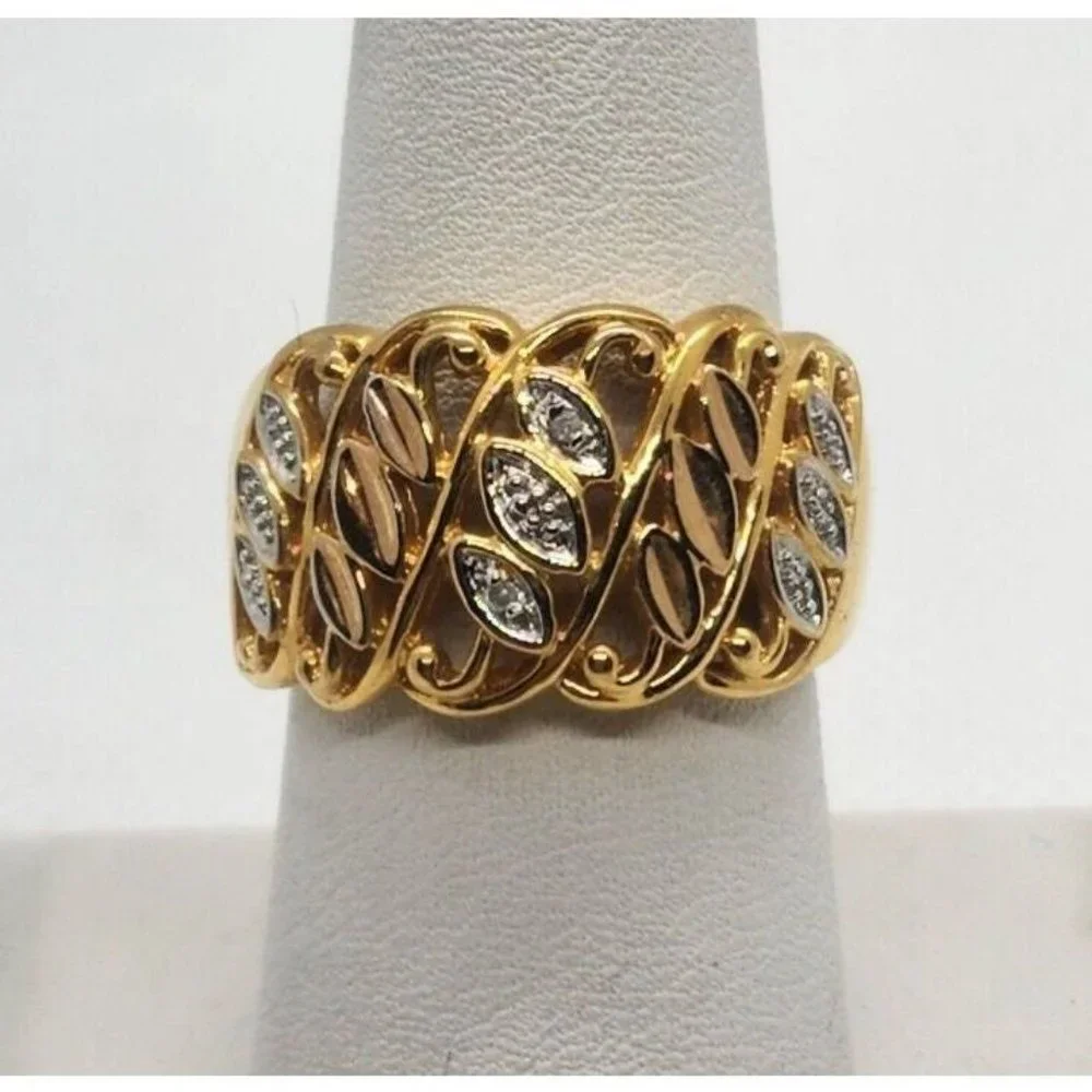 925 STERLING SILVER DIAMONDS RING SIZE 7.5
